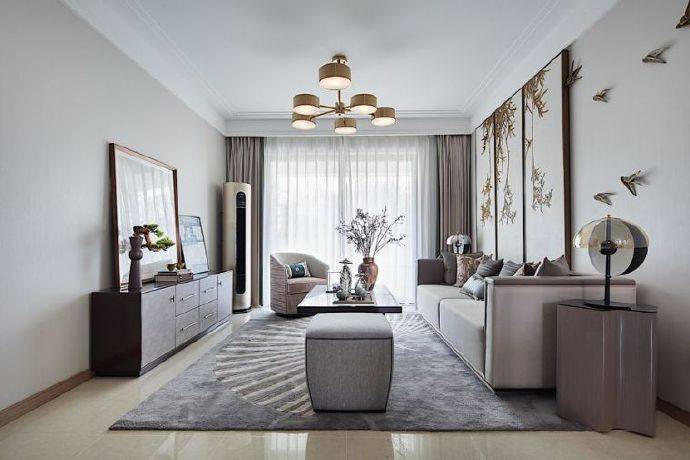 90m²新中式风格家居装修设计，简约的基础上加入了一些极具韵味的中国风元素!