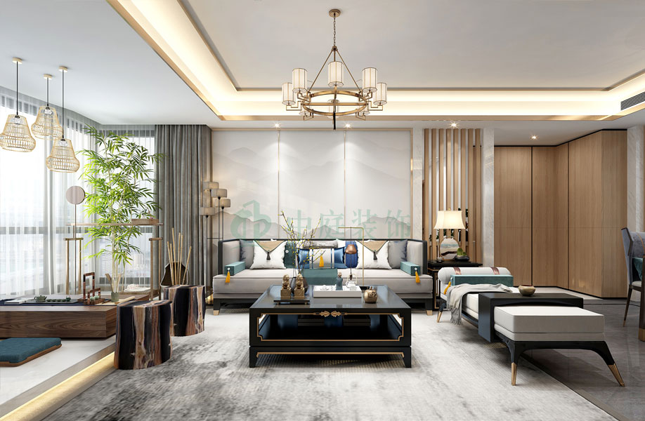 中庭装饰 | 广州龙湖大厦150方新中式风格案例