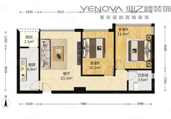 南通装修案例城市嘉苑76㎡两室一厅 - 现代简约 - 宋建国