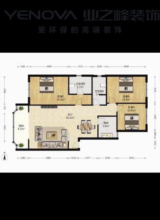 南通装修案例尚海城134㎡三室一厅 - 北欧现代- 宋建国