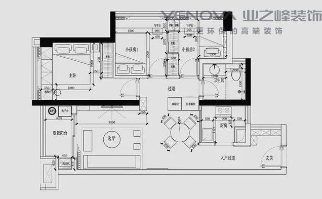 南通装修案例朱家园118㎡美式混搭风三居室