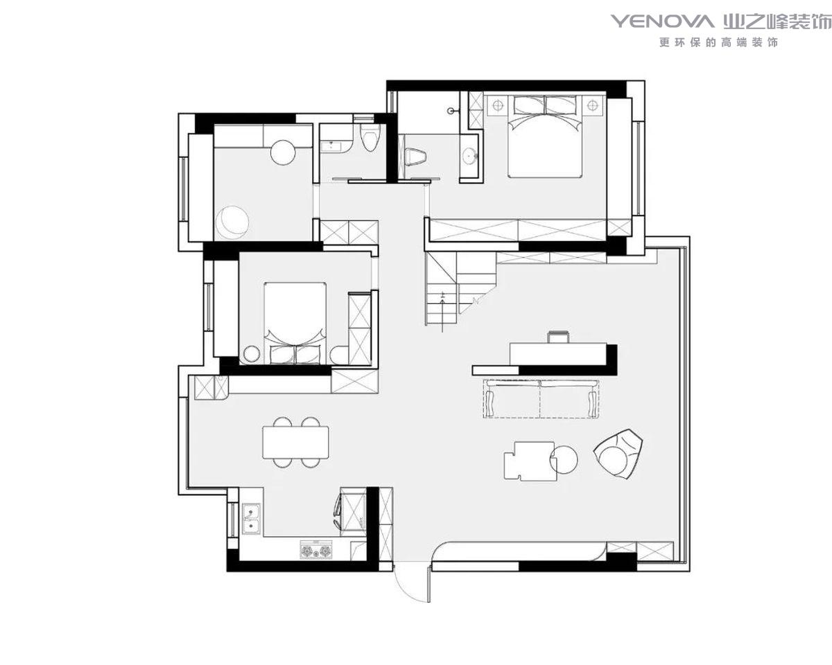 南通装修案例华润悦景湾109m²三室一卫-现代简约-尤宜礼