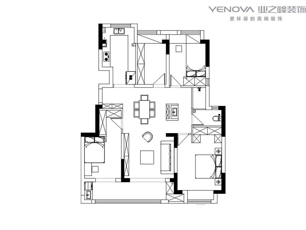 南通装修案例豪森锦珑124m²三室两厅-现代-王林