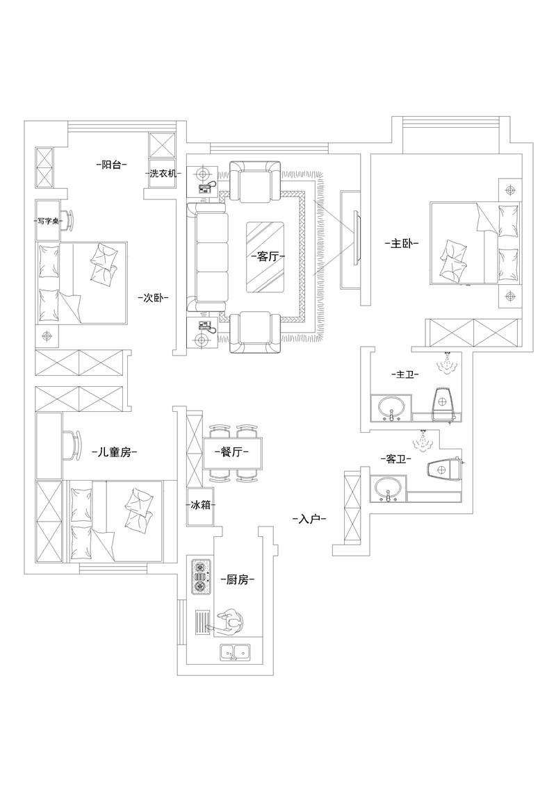 友林國(guó)際115平裝修效果圖