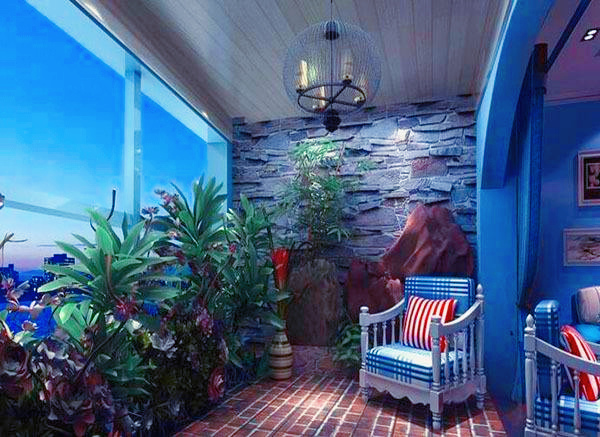 西安装修案例地中海风情-阳台设计