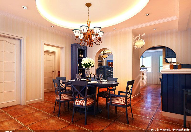 西安装修案例地中海风情-圆形顶设计