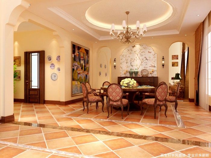 西安装修案例地中海风情-圆形顶设计