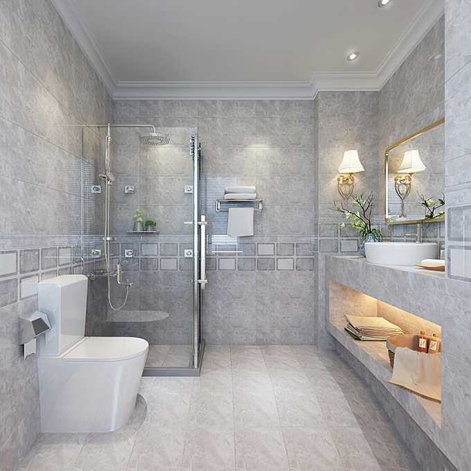 卫生间：300*600墙砖 300*300地砖 ABC上中下墙整体搭配