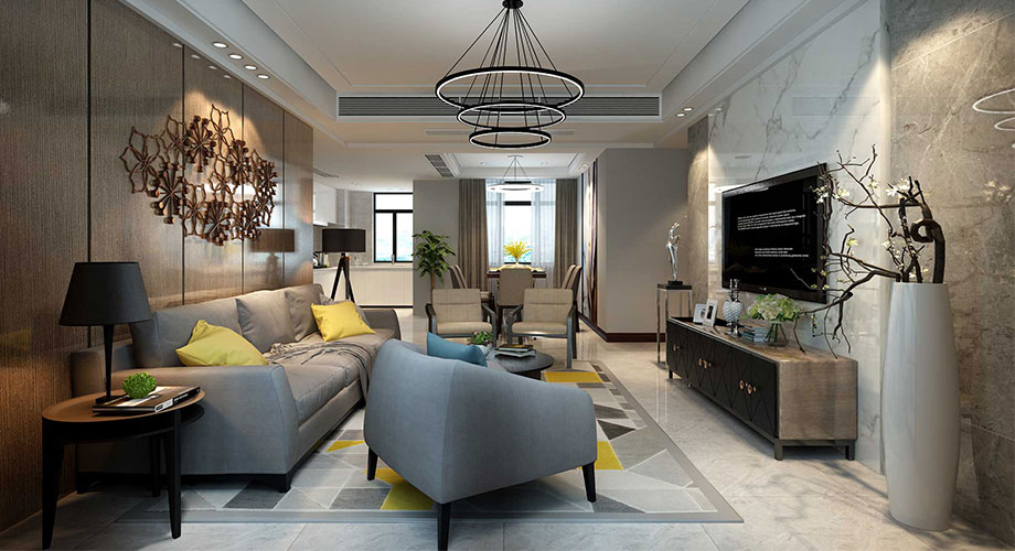 襄陽東津世紀城130平米三室兩廳現代風格裝修案例，時尚清新的家居空間！