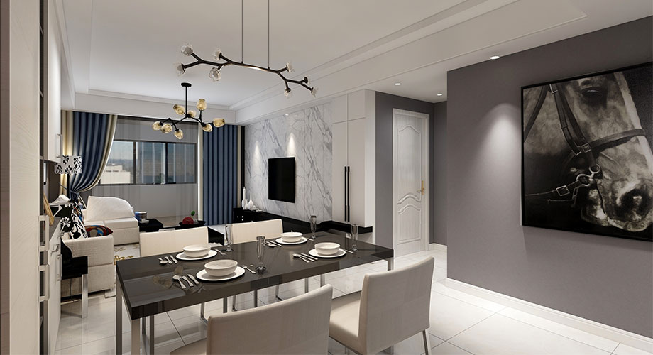 漢水華城125平米現代風格裝修案例，灰色調打造時尚家居！