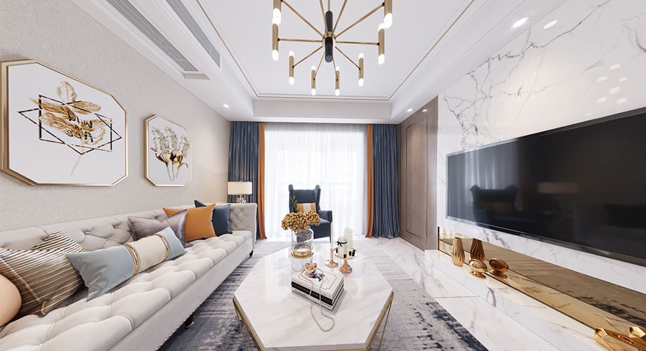 普鑫上东郡101平米现代轻奢风格装修案例，舒适自由的家居空间！