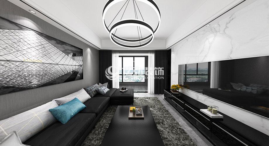 融侨锦江117平米现代风格装修，黑白灰搭配，时尚感十足！