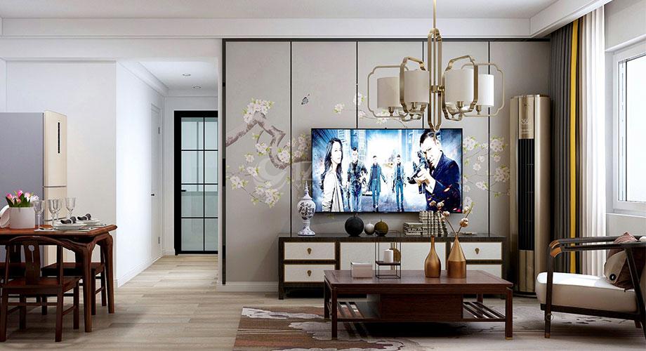 新中式風格客廳電視背景牆裝修效果圖合輯！