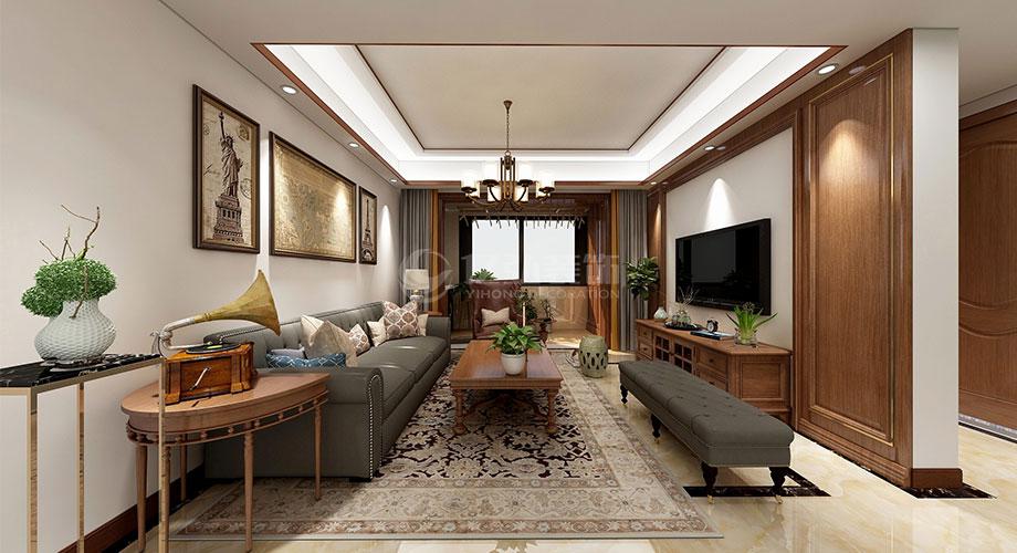 襄阳骧龙国际90平米两室两厅美式风格装修效果图！