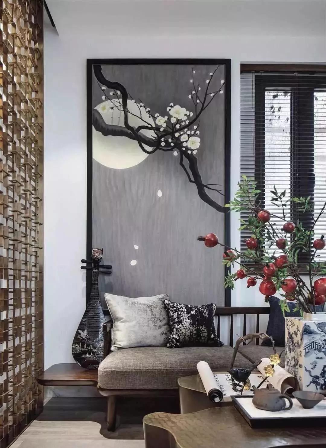 沙发背景墙,最美不过新中式